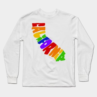 Rainbow California Map Long Sleeve T-Shirt